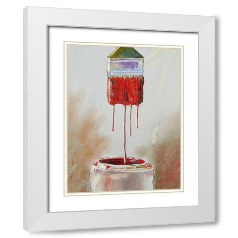 Red Drips White Modern Wood Framed Art Print with Double Matting by Segal, Alan