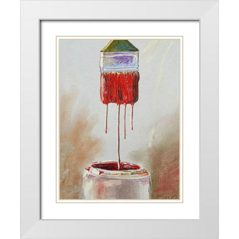 Red Drips White Modern Wood Framed Art Print with Double Matting by Segal, Alan