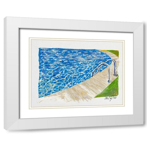 Pool White Modern Wood Framed Art Print with Double Matting by Segal, Alan