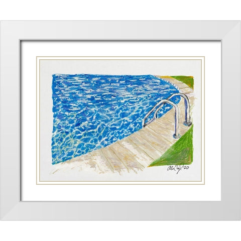 Pool White Modern Wood Framed Art Print with Double Matting by Segal, Alan