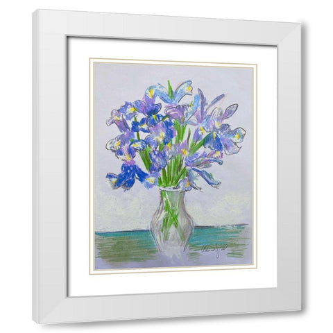 Purple Iris White Modern Wood Framed Art Print with Double Matting by Segal, Alan