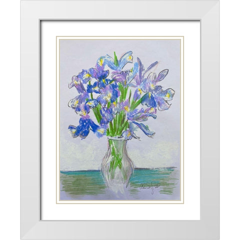 Purple Iris White Modern Wood Framed Art Print with Double Matting by Segal, Alan