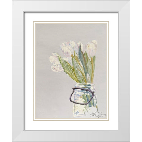 White Tulips White Modern Wood Framed Art Print with Double Matting by Segal, Alan