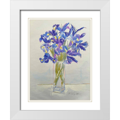 Iris White Modern Wood Framed Art Print with Double Matting by Segal, Alan