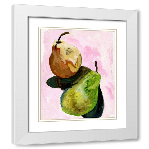 Pair Of Pears White Modern Wood Framed Art Print with Double Matting by Sokal, Patti