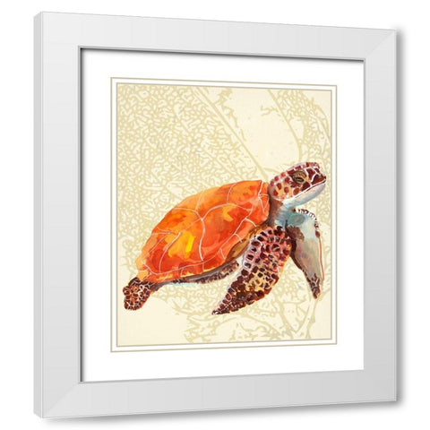 Turtle White Modern Wood Framed Art Print with Double Matting by Sokal, Patti