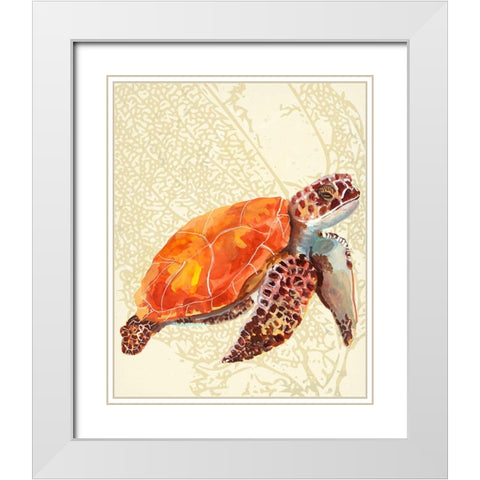 Turtle White Modern Wood Framed Art Print with Double Matting by Sokal, Patti