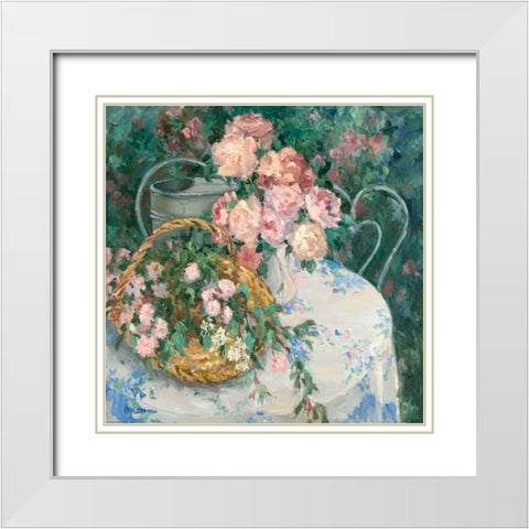Summer Bouquet White Modern Wood Framed Art Print with Double Matting by Stevens, Allayn