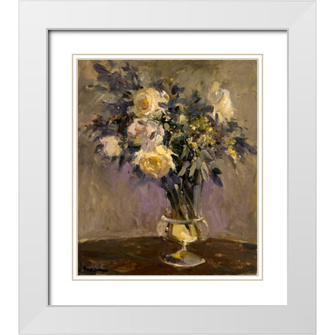 Evening Vase White Modern Wood Framed Art Print with Double Matting by Stevens, Allayn