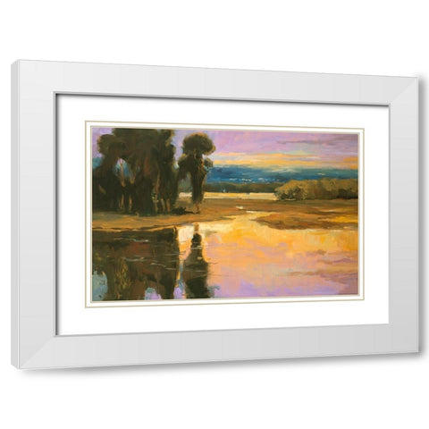 Peaceful 1 White Modern Wood Framed Art Print with Double Matting by Stevens, Allayn
