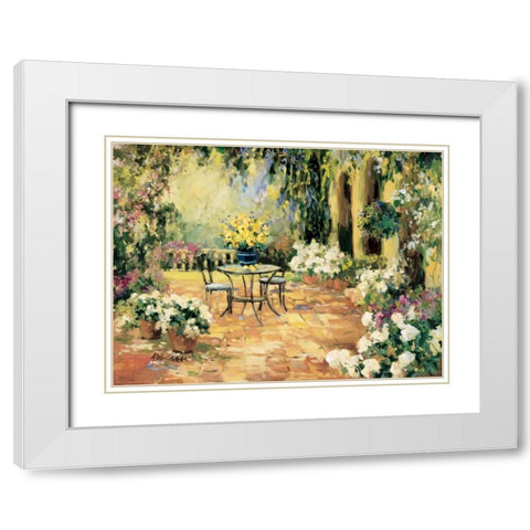 Floral Courtyard White Modern Wood Framed Art Print with Double Matting by Stevens, Allayn