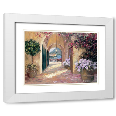 Seaside Portico White Modern Wood Framed Art Print with Double Matting by Stevens, Allayn