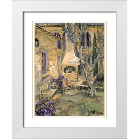 Peaceful Patio White Modern Wood Framed Art Print with Double Matting by Stevens, Allayn
