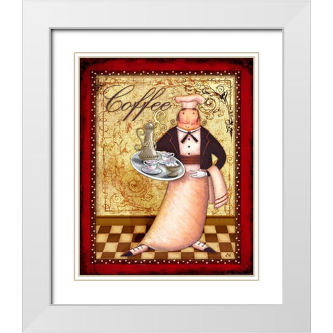 Chef 1 Coffee White Modern Wood Framed Art Print with Double Matting by Eisner, Viv