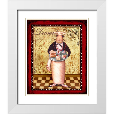 Chef 2 Dessert White Modern Wood Framed Art Print with Double Matting by Eisner, Viv