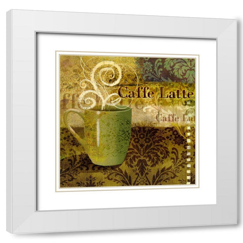 Coffee 1 Latte White Modern Wood Framed Art Print with Double Matting by Eisner, Viv