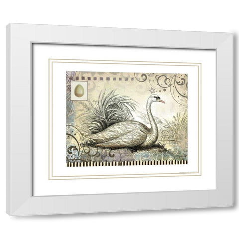 Swan White Modern Wood Framed Art Print with Double Matting by Eisner, Viv