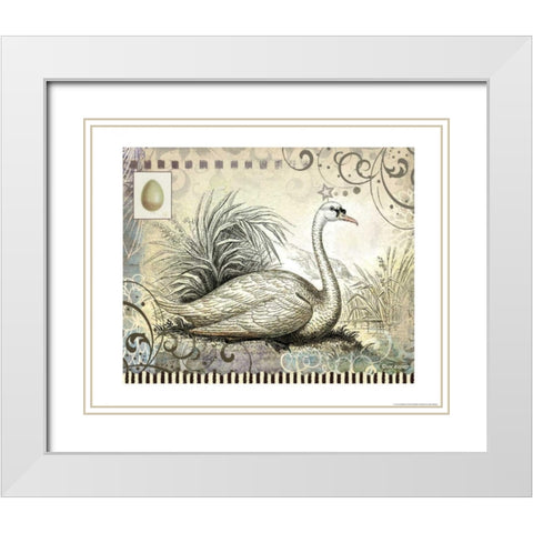 Swan White Modern Wood Framed Art Print with Double Matting by Eisner, Viv