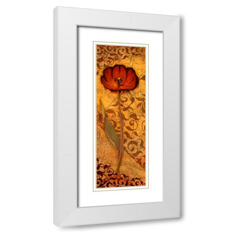 Red Tulip One White Modern Wood Framed Art Print with Double Matting by Eisner, Viv
