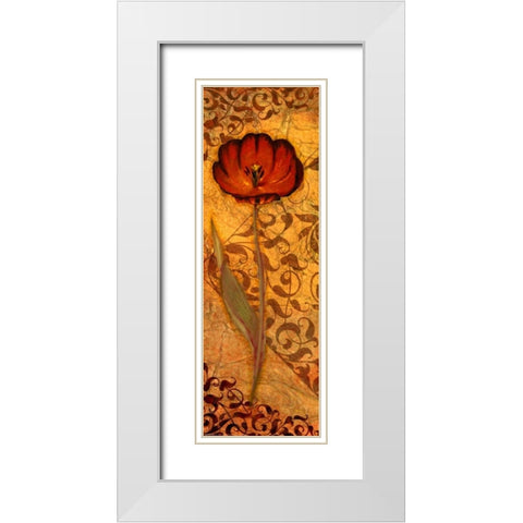 Red Tulip One White Modern Wood Framed Art Print with Double Matting by Eisner, Viv