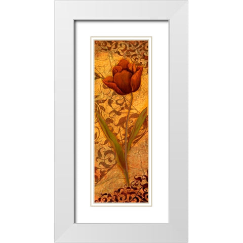 Red Tulip Two White Modern Wood Framed Art Print with Double Matting by Eisner, Viv