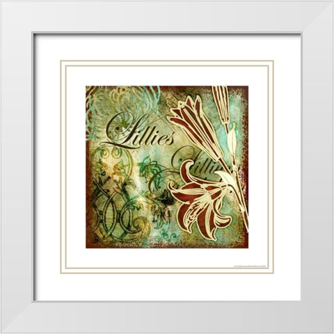 Lillies 1  White Modern Wood Framed Art Print with Double Matting by Eisner, Viv