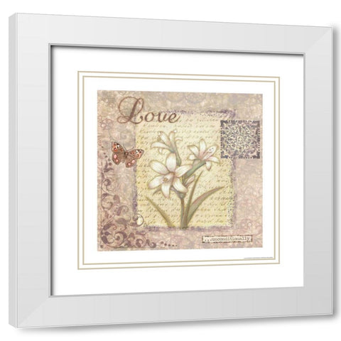 Word 1 Love White Modern Wood Framed Art Print with Double Matting by Eisner, Viv