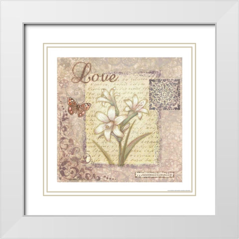 Word 1 Love White Modern Wood Framed Art Print with Double Matting by Eisner, Viv