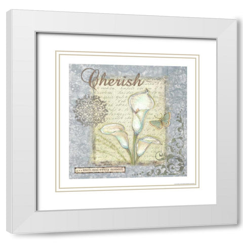 Word 2 Cherish White Modern Wood Framed Art Print with Double Matting by Eisner, Viv