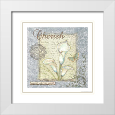 Word 2 Cherish White Modern Wood Framed Art Print with Double Matting by Eisner, Viv