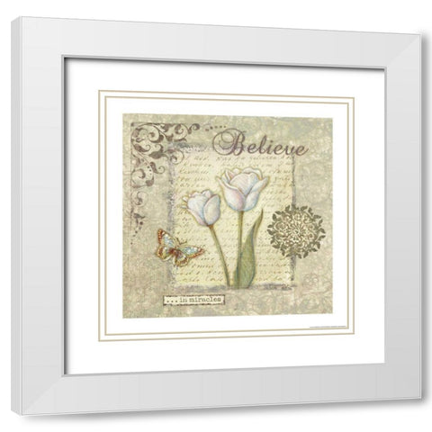 Word 3 Believe White Modern Wood Framed Art Print with Double Matting by Eisner, Viv