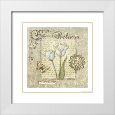 Word 3 Believe White Modern Wood Framed Art Print with Double Matting by Eisner, Viv