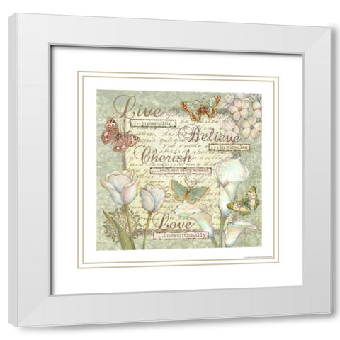 Word 5 Sentiments White Modern Wood Framed Art Print with Double Matting by Eisner, Viv