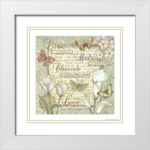 Word 5 Sentiments White Modern Wood Framed Art Print with Double Matting by Eisner, Viv