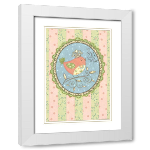 Tweeting Bird White Modern Wood Framed Art Print with Double Matting by Eisner, Viv