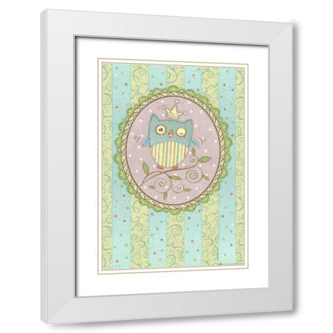 Winking Owl White Modern Wood Framed Art Print with Double Matting by Eisner, Viv