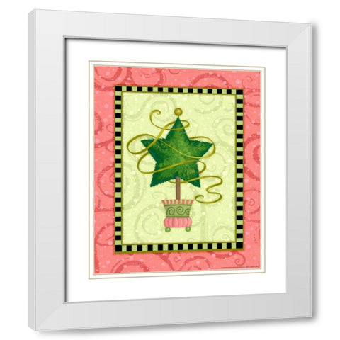 Holiday Tree 4 White Modern Wood Framed Art Print with Double Matting by Eisner, Viv