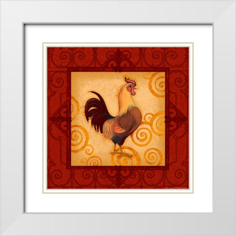 Rooster 1 White Modern Wood Framed Art Print with Double Matting by Eisner, Viv