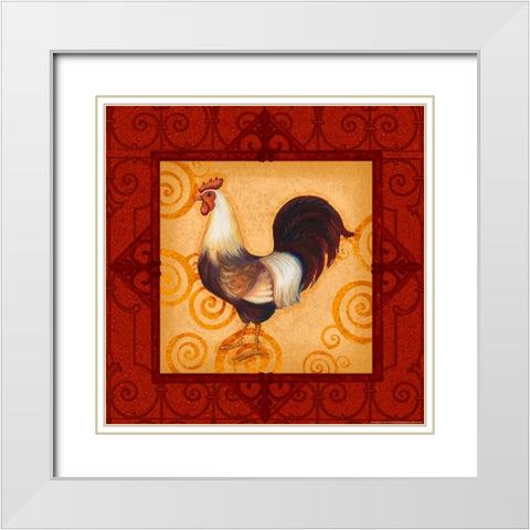 Rooster 2 White Modern Wood Framed Art Print with Double Matting by Eisner, Viv