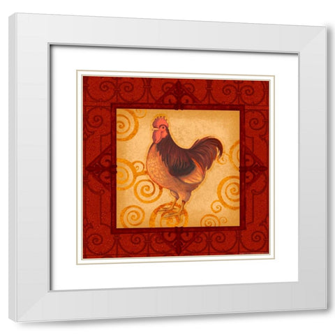 Rooster 3 White Modern Wood Framed Art Print with Double Matting by Eisner, Viv