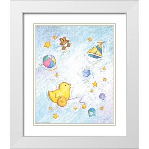 Nursery 2 Chick White Modern Wood Framed Art Print with Double Matting by Eisner, Viv