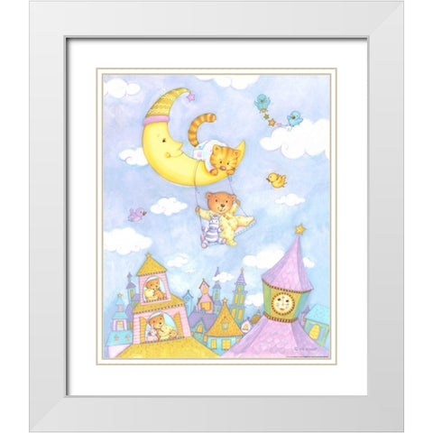 Moon Swing White Modern Wood Framed Art Print with Double Matting by Eisner, Viv