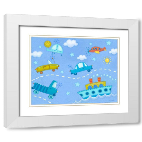 Travel Time White Modern Wood Framed Art Print with Double Matting by Eisner, Viv