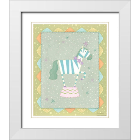 Circus 3 Zebra White Modern Wood Framed Art Print with Double Matting by Eisner, Viv