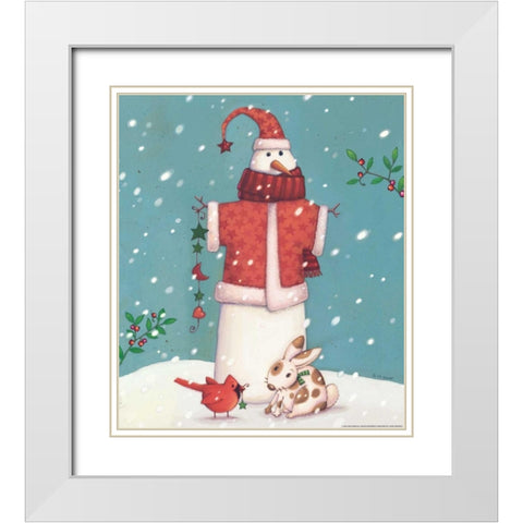 Snowman 3 White Modern Wood Framed Art Print with Double Matting by Eisner, Viv