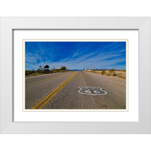 Route 66 With Clouds White Modern Wood Framed Art Print with Double Matting by Vizvary, Susan