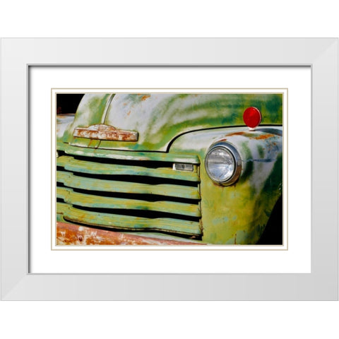 Green Truck White Modern Wood Framed Art Print with Double Matting by Vizvary, Susan