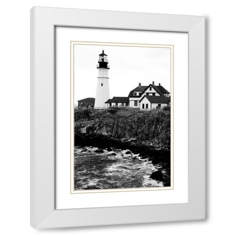 Maine Lighthouse White Modern Wood Framed Art Print with Double Matting by Vizvary, Susan