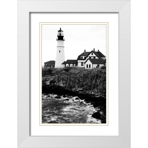 Maine Lighthouse White Modern Wood Framed Art Print with Double Matting by Vizvary, Susan