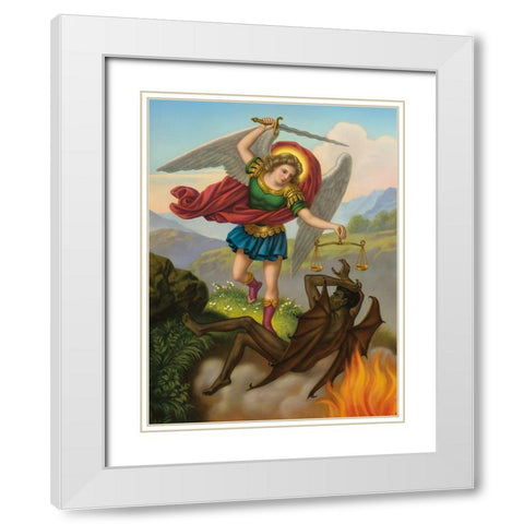 HL. MICHAEL White Modern Wood Framed Art Print with Double Matting by Anonymous